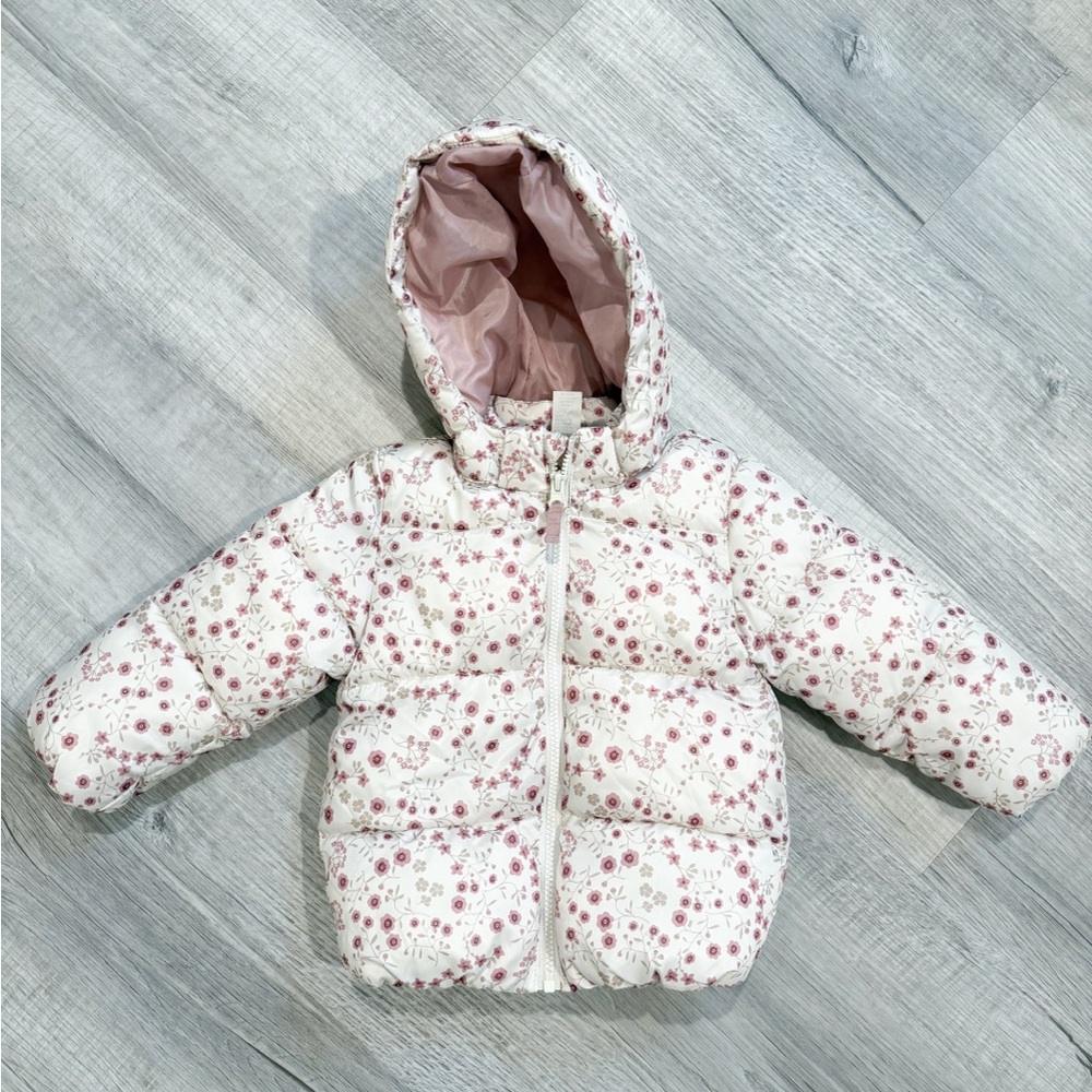 H&M Floral Puffer Jacket with Hood